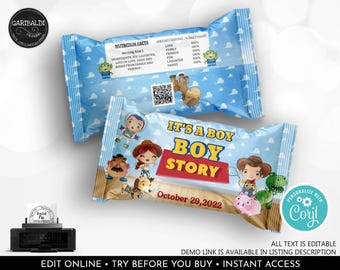 Editable Toy Story Rice Treats Wrapper Toy Story Birthday Party Favors Toy Story Party Supplies Toy Story Party Decorations Printable TSS