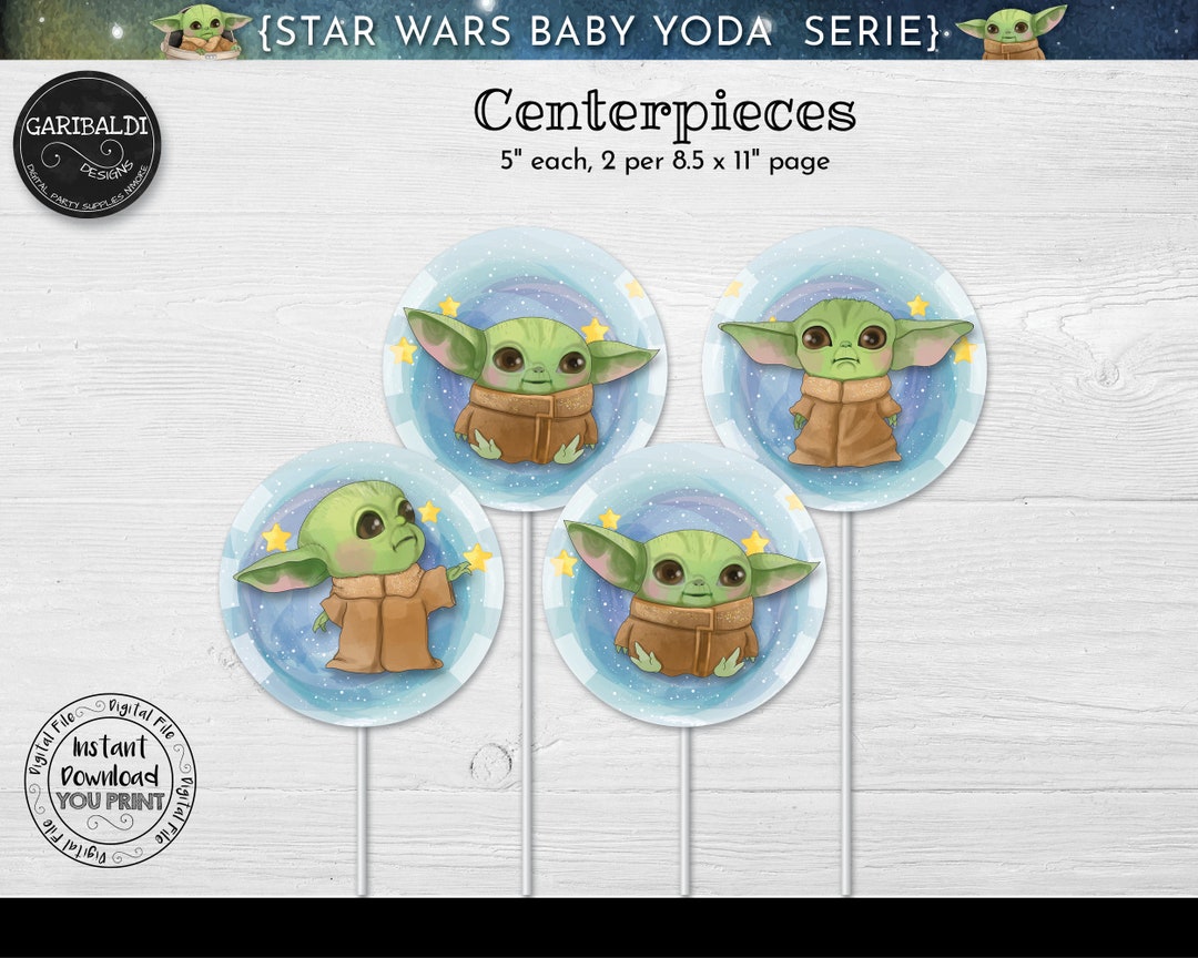 Star Wars Printable Centerpieces Mando Baby Yoda Etsy