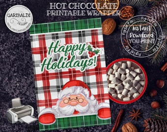 Hot Cocoa Wrapper Printable Christmas Hot Cocoa Wrapper Christmas Hot Chocolate Envelope Wrapper Party Decorations Party Supplies CHCW