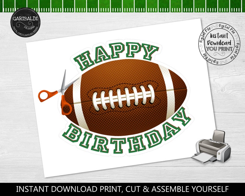 Instant Download Football Cake Topper Printable Football Etsy