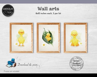 Duckling Nursery Wall Decor, Duckling Printable Wall Art, Baby Duck Nursery Decor, Baby Duck Room Decoration Prints, Duckling Prints DKP001