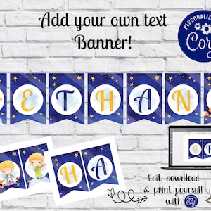EDITABLE Little Prince Printable Banner, EDIT YOURSELF Little Prince Pennant Banner, Instant Download Little Prince Party Decorations LP001