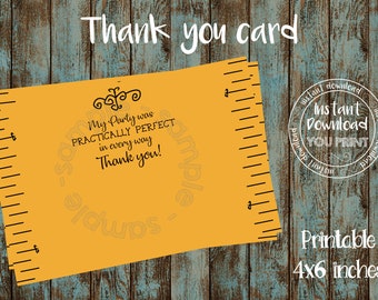 Printable Mary Poppins Thank you card, Mary Poppins Birthday Party Thank you Card, Mary Poppins Birthday party supplies