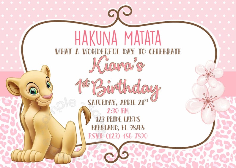 Printable Girl Lion King Invitation Nala Lion King Party Etsy