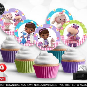Adornos para cupcakes de doctor Suministros para fiestas de cumpleaños de doctor Decoraciones para fiestas de doctor Recuerdos para fiestas de McStuffins Descarga instantánea digital Imprimible DMS