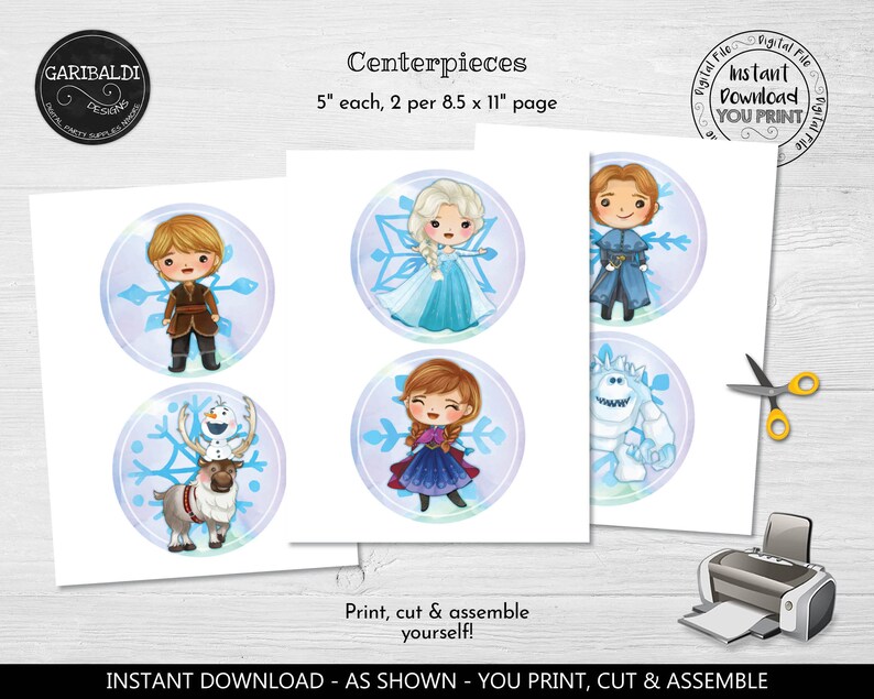 Frozen Centerpieces Printable Frozen Birthday Cake Topper Snow - Etsy