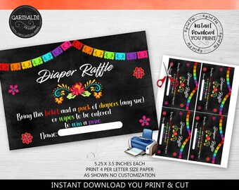 Printable Diaper Raffle Ticket Insert, Fiesta Insert Card Diaper Raffle, Fiesta Baby Shower, Fiesta Insert Card Baby Shower