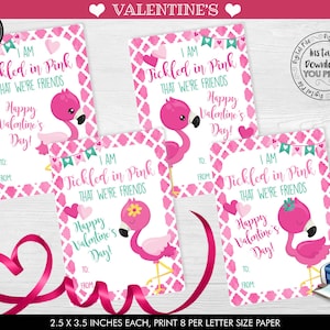 Cartes imprimables de la Saint-Valentin Flamingo, cartes de la Saint-Valentin pour enfants, cartes de la Saint-Valentin scolaire, cartes de la Saint-Valentin de classe, étiquettes de faveur de la Saint-Valentin bricolage VL