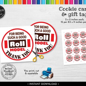 Instant Download Thank you for being a good Roll Model Teacher Gift Tag, Printable Appreciation Teacher Favor Tag, Thank you Teacher Tag TA