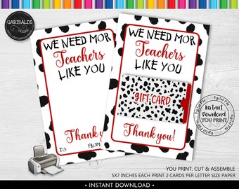 We Need Mor Teachers like you Card Holder Chick Restaurant Teacher Gift Card Holder Instant Download Teacher Printable Gift Card Holder TA