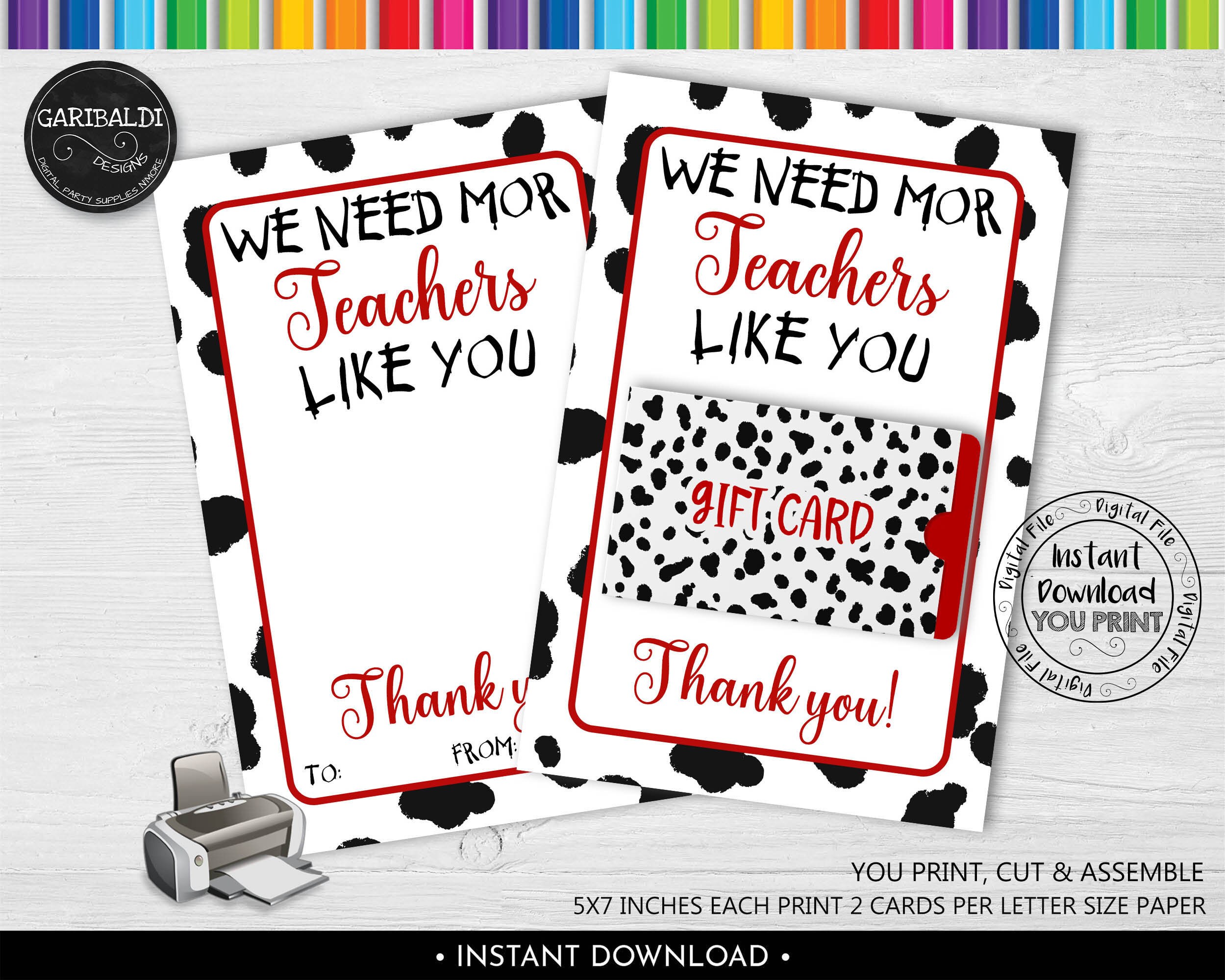 We Need Mor Teachers like you Card Holder Chick Restaurant Teacher Gift Card Holder Instant Download Teacher Printable Gift Card Holder TA