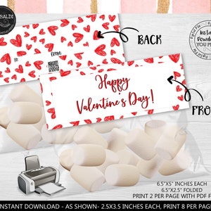 Happy Valentine&#39;s Day Bag Topper Printable Valentines Gift Tag Instant Download Valentine Favor Tag Valentine Cookies Bag topper VL EBTS