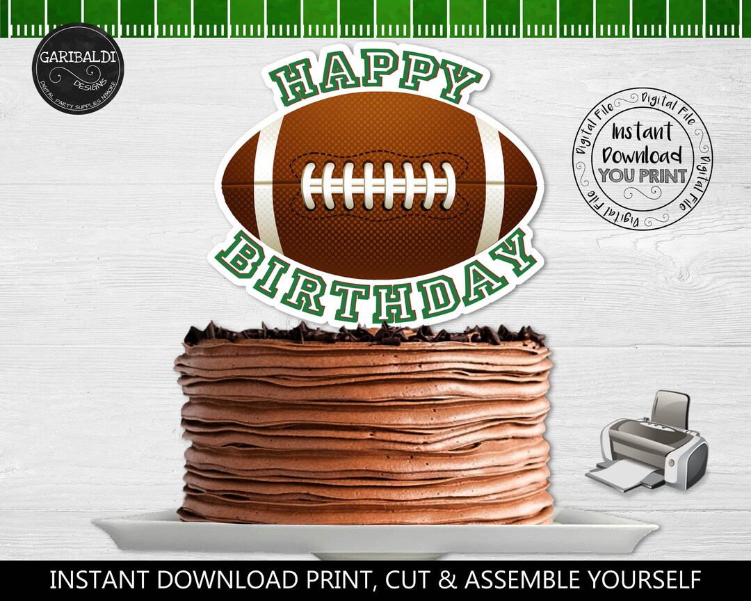 Instant Download Football Cake Topper Printable Football Centerpieces