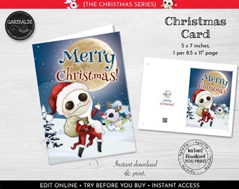 Printable Nightmare Christmas Card Instant download Holiday Card Jack Christmas Printable Card Merry Christmas Greeting Card NBCH