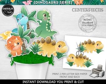 Instant download Dinosaurs Centerpieces Printable Dinosaurs Decorations Dinosaur Birthday Party Decorations Dinosaurs Cake Topper DW1