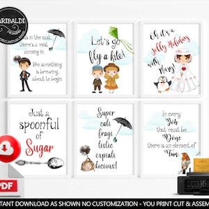 Mary Poppins Quotes Signs Mary Poppins Inspired Wall Posters Marry Poppins Birthday Party Decor Nursery Wall Art Printable Digital MPP