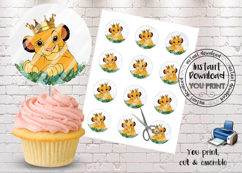 Instant Download Baby Lion Cupcake Toppers Printable Lion King Etsy Singapore