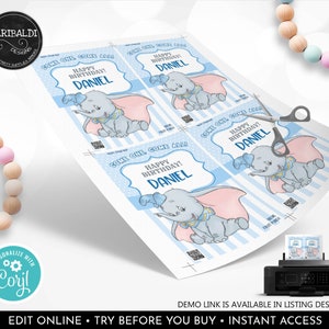 Editable Dumbo Juice Pouch Labels Blue Elephant Favors Tags Blue Dumbo ...