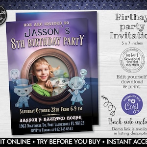 Editable Haunted Mansion Invitation Haunted Mansion Party Invitation Instant Download Haunted Mansion Halloween Photo Invitation 1 HMD1 HW