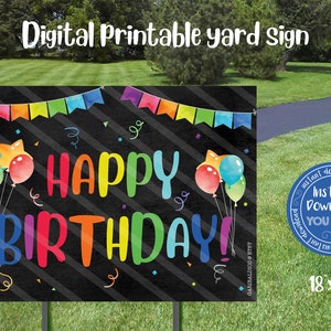 Cartello di compleanno stampabile, Firma di auguri di buon compleanno scaricabile, Firma di compleanno all&#39;aperto, Segno di buon compleanno della parata