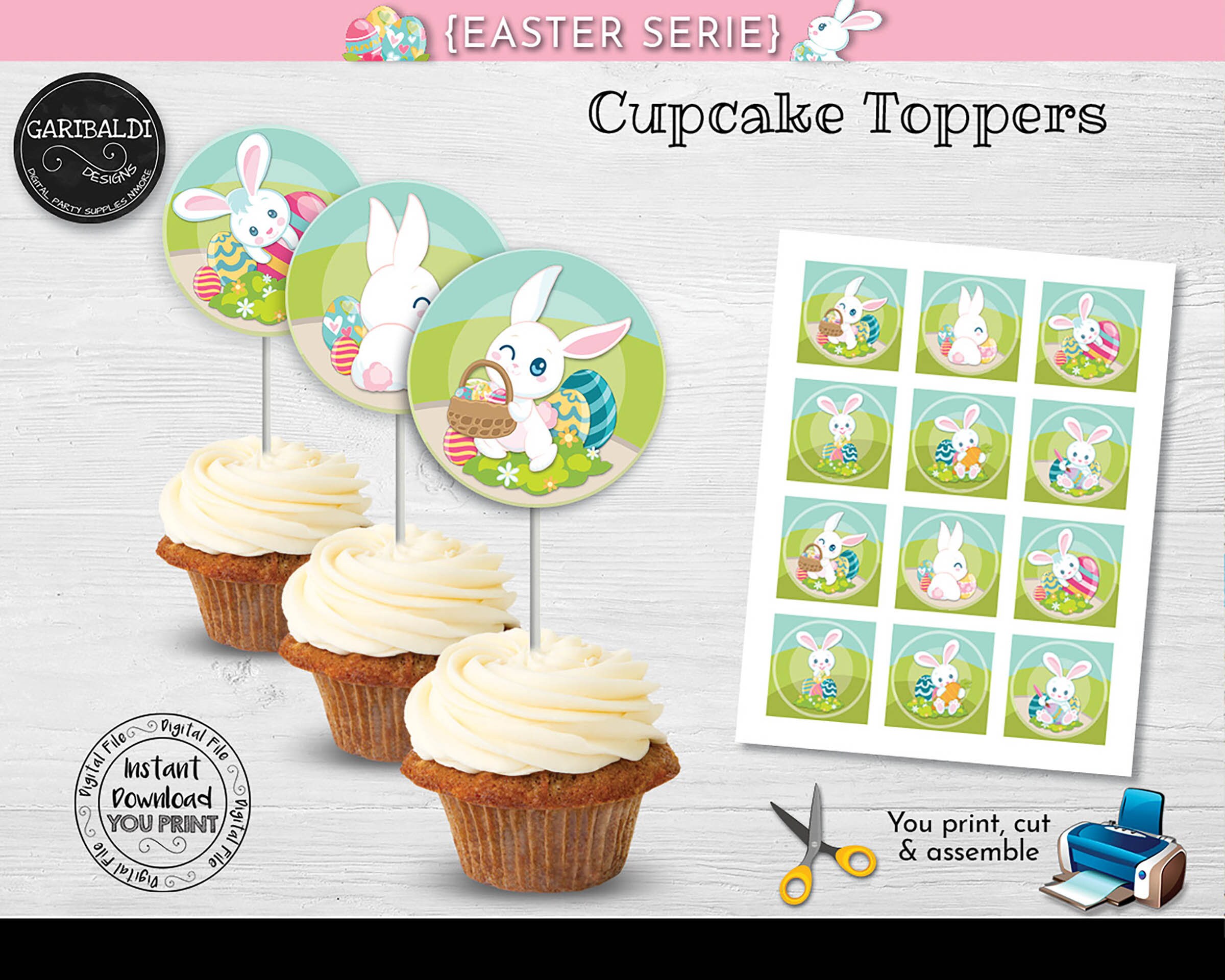 Printable Easter Cupcake Toppers Easter Party Decorations | Etsy