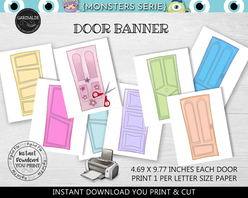 Printable Monsters Banner Monsters Doors Banner Monsters Baby Etsy