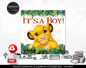 Instant Download Printable "It's a boy" Backdrop Banner Simba Backdrop Lion Baby Shower Decorations Lion Baby Shower Party Supplies DLK
