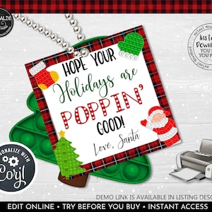 Editable Pop Bubble Gift Tag Christmas Tag Poppin Good Holiday Fidget Teacher School Favor Tag Digital Printable Merry Christmas Tag 3 CH