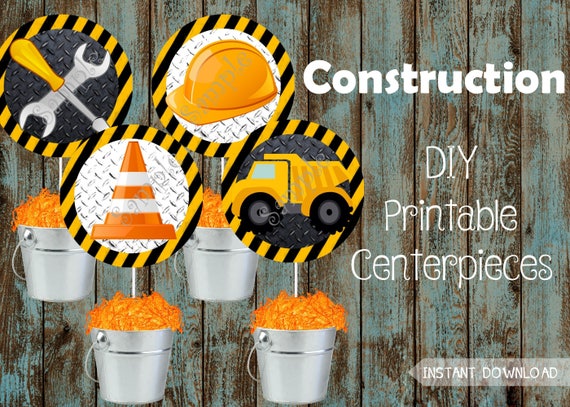 Construction Centerpieces, Construction Cake Topper Construction