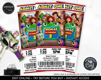 Toy Story Ticket Invitation Editable Toy Story 5 Birthday Party Invitation Toy Story Movie Invite Instant Download Digital Corjl Template TS