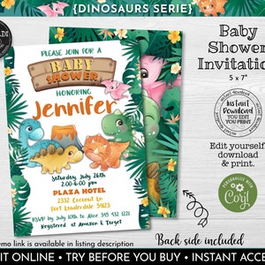 Dinosaur Invitation Editable Dinosaur Baby Shower Invitation Instant Download Dinosaur Baby Shower Invite Watercolor Baby Dinosaur 2 DW1