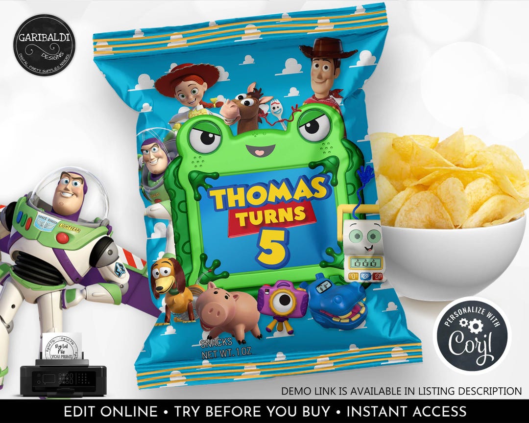 Toy Story 5 Chip Bag Wrapper Editable Toy Story Birthday Party Chip Bag ...