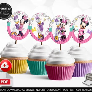 Minnie and Daisy Cupcake Toppers Happy Helpers Birthday Party Supplies Minnie Mouse Table Decorations Printable Digital Download HPMD