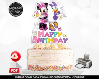 Instant download Minnie Cake Topper Printable Minnie Birthday Party Decorations Minnie & Daisy Cake Topper Happy Helpers Cake Topper HPMD