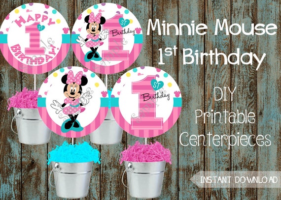 Printable Minnie Mouse First Birthday Party Package Minnie Etsy