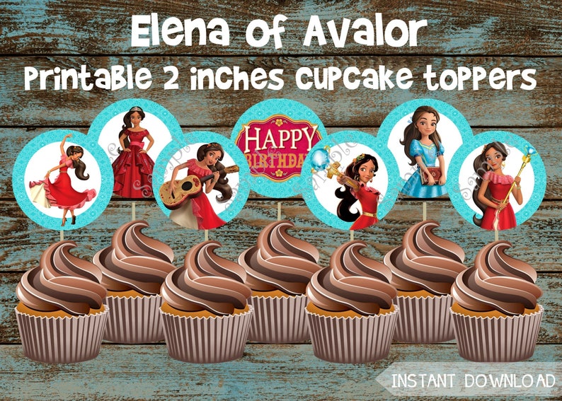Elena of Avalor Cupcake Toppers Elena of Avalor Printable Elena of Avalor Cupcake Toppers Elena of Avalor Printable