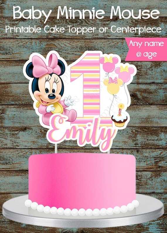 Baby Minnie Mouse 1st Birthday Cake Topper Printable Custom Etsy