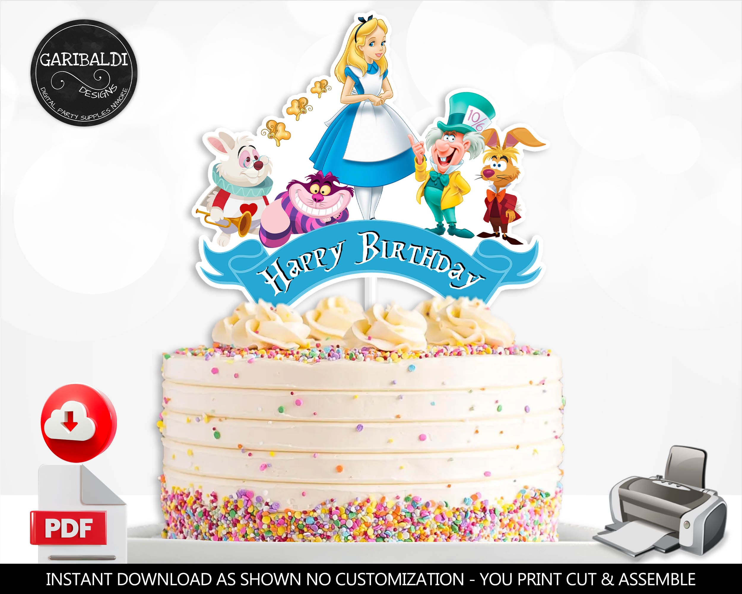 Alice in wonderland cake topper Alice in wonderland party