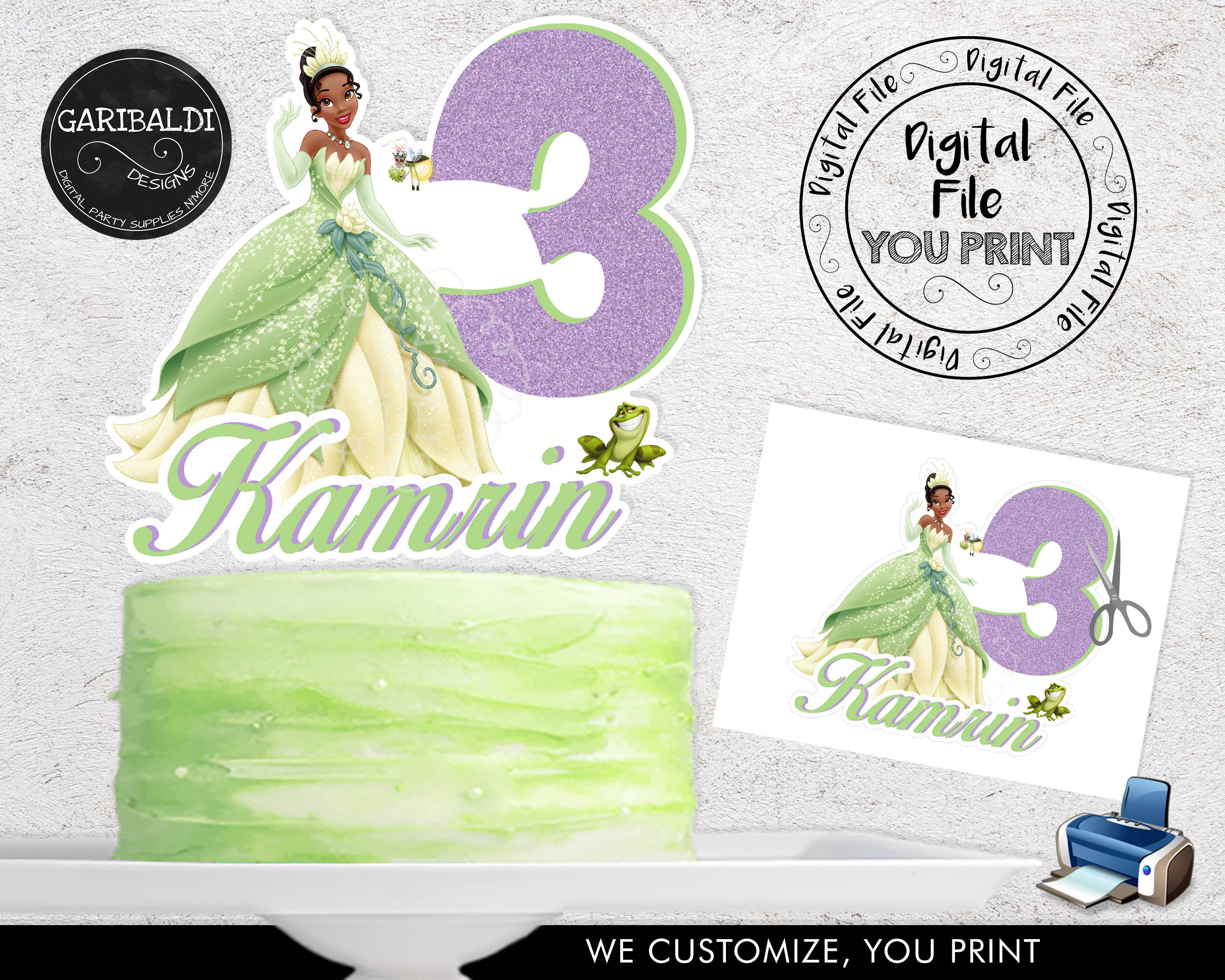 Printable Princess Tiana Cake Topper Princess and the Frog | Etsy