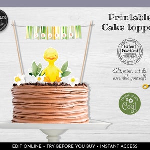 Printable Duckling Cake Topper Duckling Birthday Duckling Party Decorations Duckling Baby Shower Cake Topper Baby Duck Cake Topper DKP001 image 1