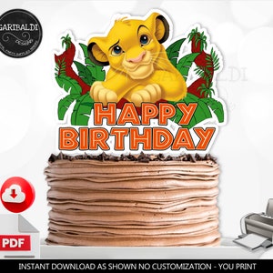 Lion King Happy Birthday Cake Topper Printable Lion King Centerpiece Instant Download Safari Baby Lion King Decoration Party Supplies DLK