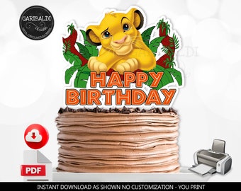 Lion King Happy Birthday Cake Topper Printable Lion King Centerpiece Instant Download Safari Baby Lion King Decoration Party Supplies DLK
