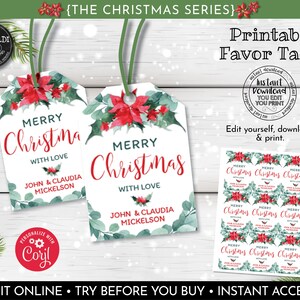 Editable Christmas Gift Tags Printable Holiday Gift Tags Merry Christmas Gift Tags Christmas Tags Instant Download Christmas Favor Tags CH20