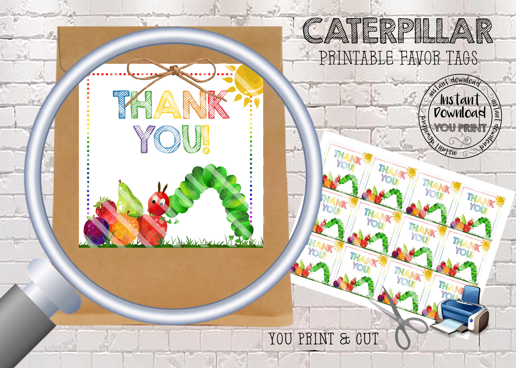 Printable Caterpillar Favor Tags Hungry Caterpillar Gift Etsy UK