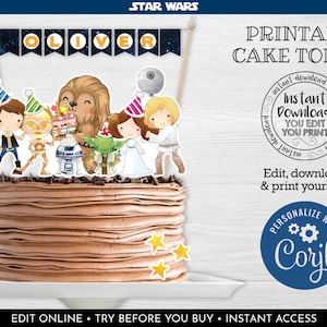 Editable Star Wars Cake Topper Printable Star Wars Birthday Cake Topper ...