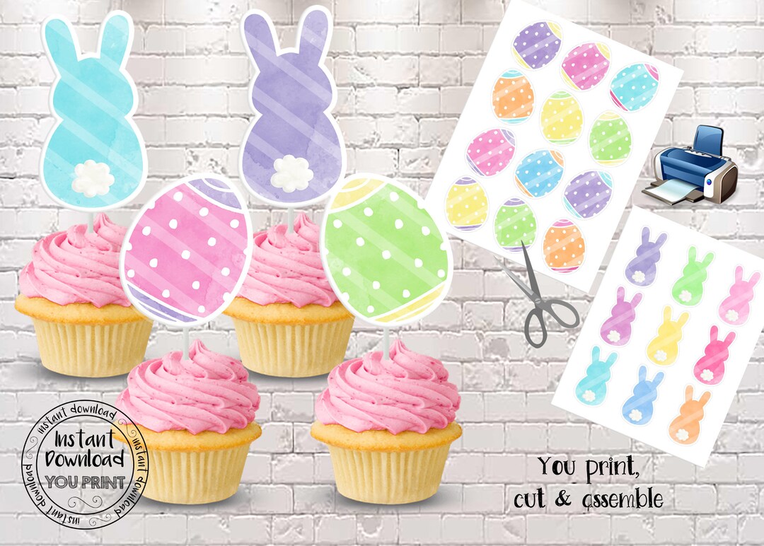 Printable Easter Cupcake Toppers Easter Party Decorations Easter Party ...