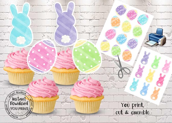 Printable Easter Cupcake Toppers Easter Party Decorations - Etsy