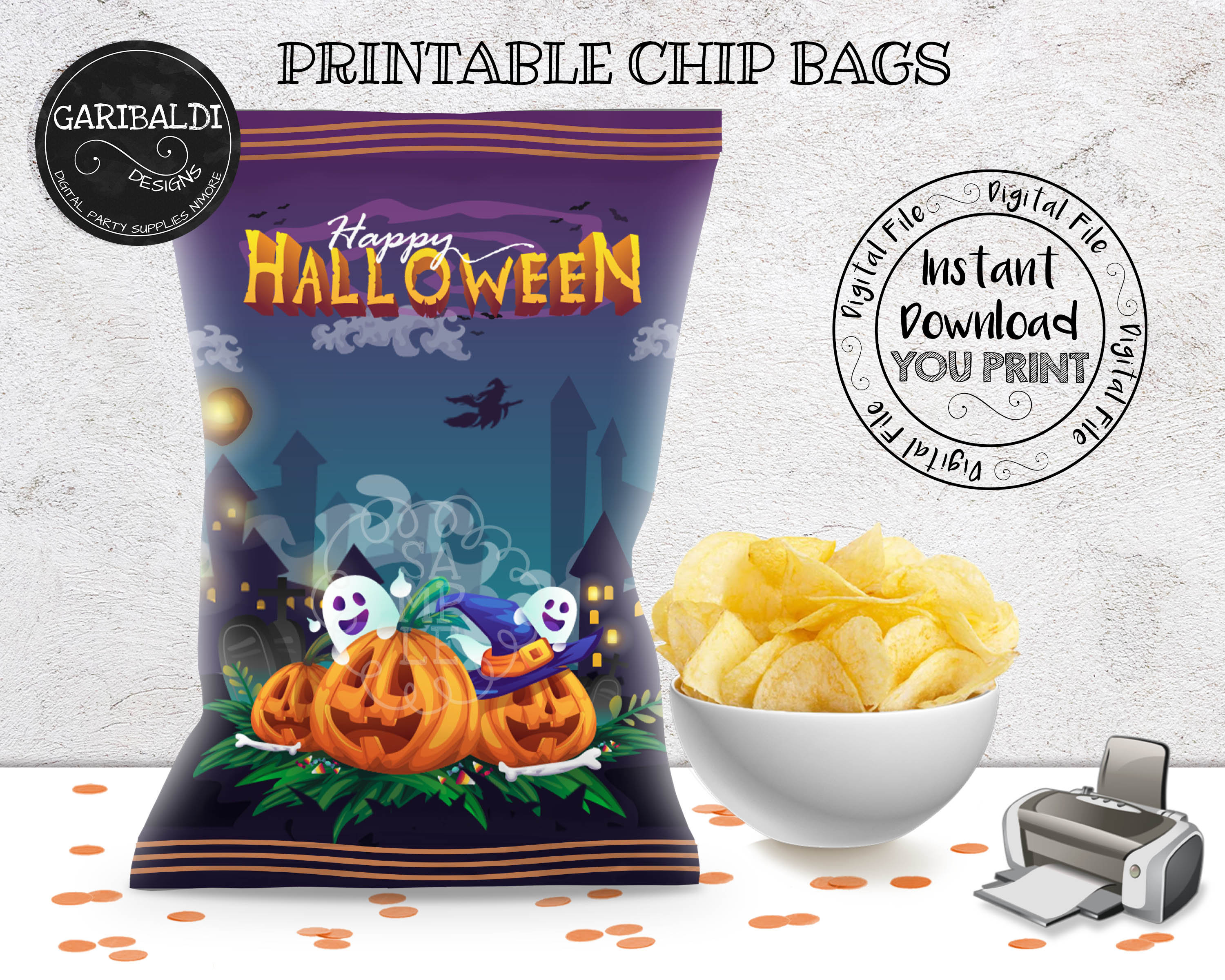 Instant download Halloween Chip Bags DIY Halloween Chip bags Etsy