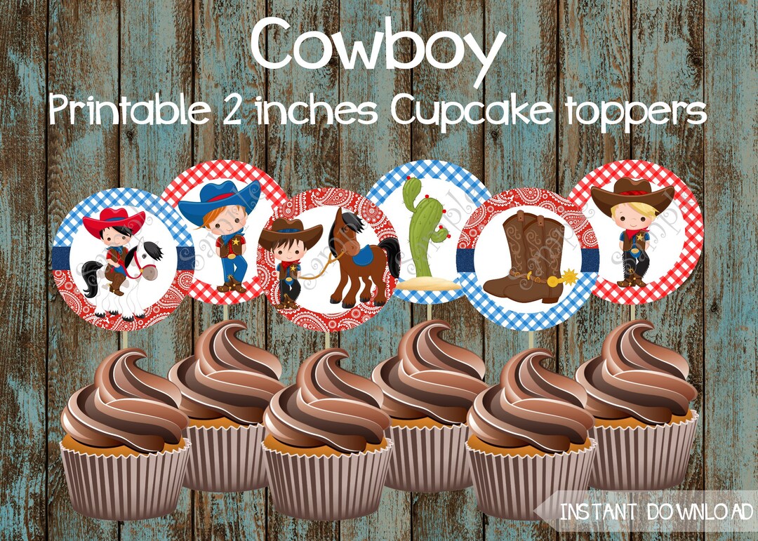 Printable Cowboy Cupcake Toppers, Cowboy Party Supplies, Cowboy ...