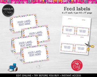 Editable Mexican Fiesta Food Tent Labels, Cinco de Mayo Place Cards, Printable Birthday Fiesta Decorations, Taco Fiesta Party Supplies 3 MF